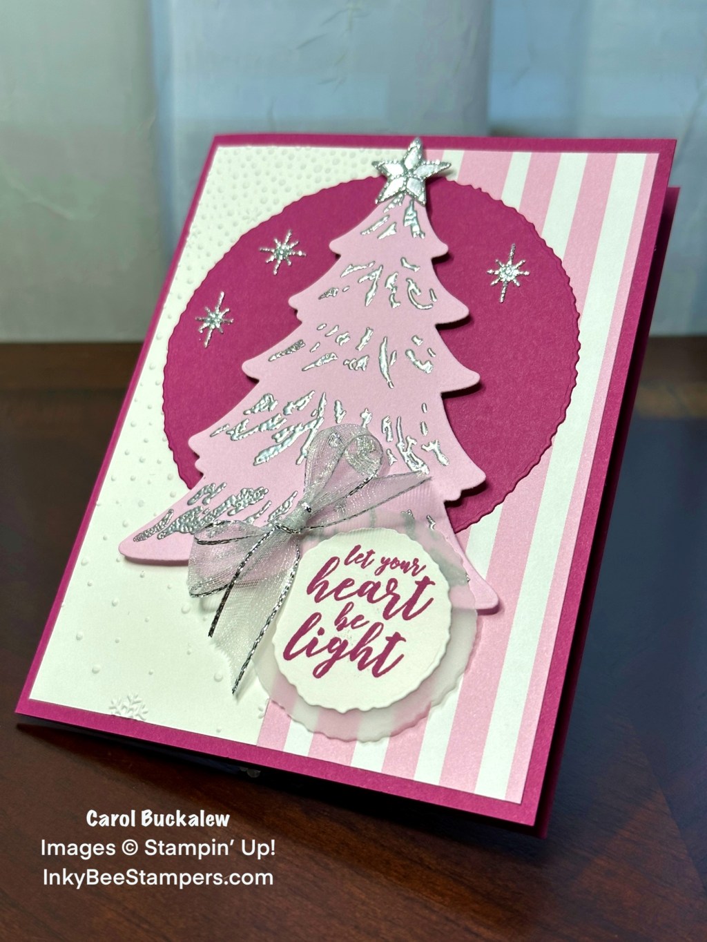 Stampin’ Up! Merriest Trees Christmas Card in&nbsp;Pink
